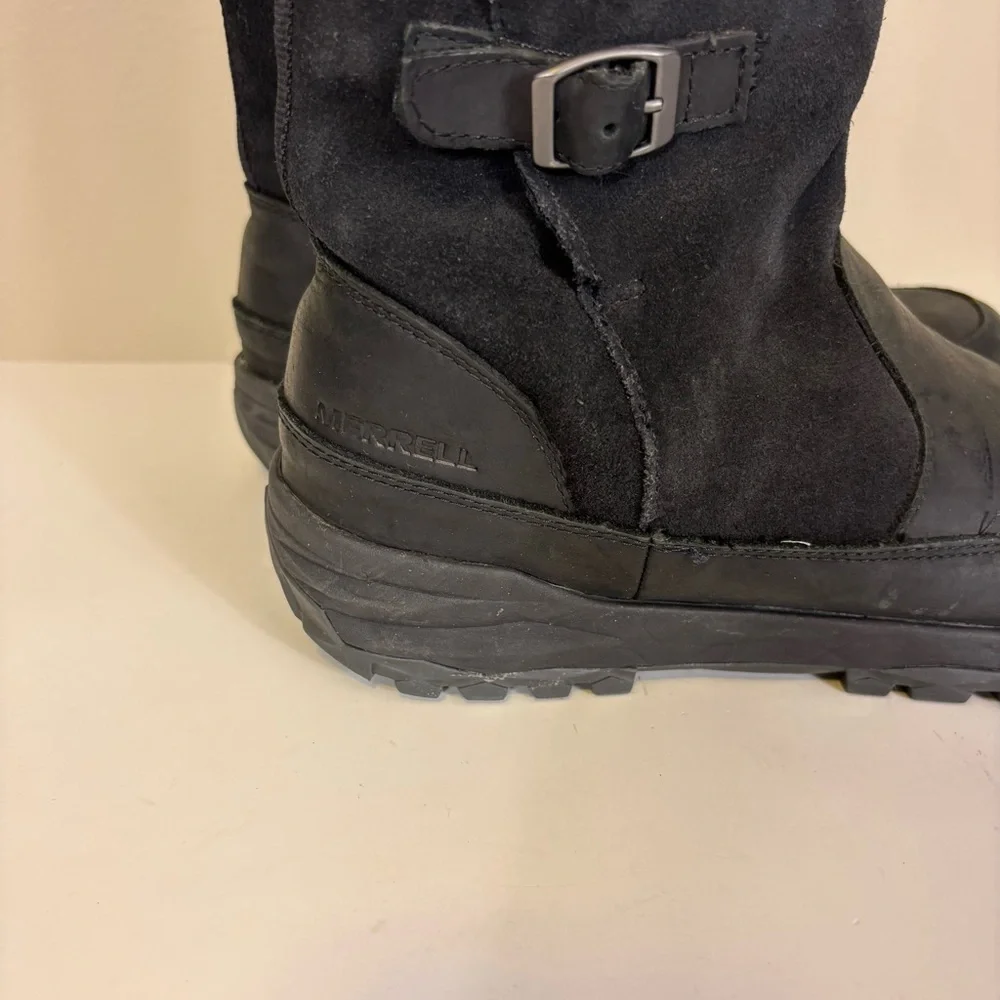 Merrell Black Suede‎ and Leather Men’s Fur Lined Winter Boots 10.5